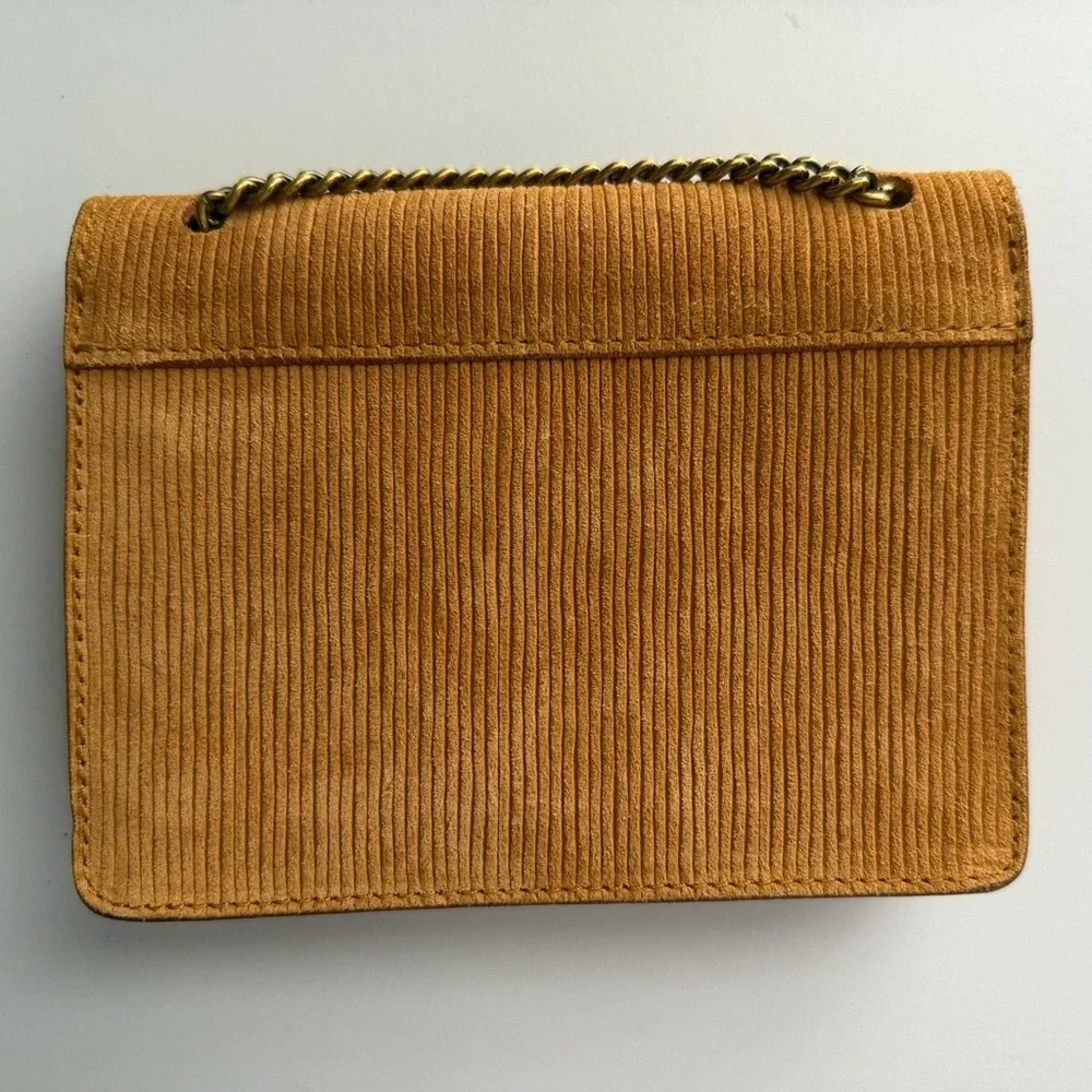 Madewell The Chain Crossbody Bag in Boutique Gold Corduroy Suede